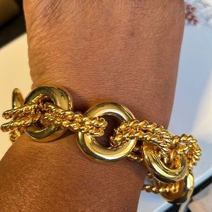 Kenneth Jay Lane Super Chunky Bracket 22K Gold Plated Retired